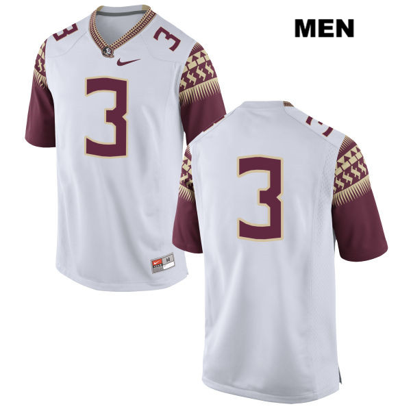 Men's NCAA Nike Florida State Seminoles #3 Cam Akers College No Name White Stitched Authentic Football Jersey PUF5569RO